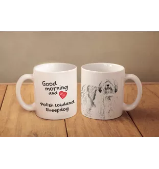 Polski owczarek nizinny kubek z psem good morning Art-Dog