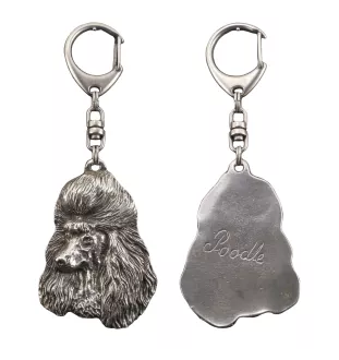 Caniche - Porte-clés argenté avec un chien dans une boîte cadeau, décoration de sac à main, pendentif de sac à dos par la marque Art-Dog