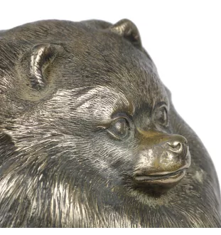 Poméranien, loulou de Poméranie, spitz nain - Statue de chien, buste sur socle en pierre, sculpture, trophée pour exposition canine par la marque Art-Dog