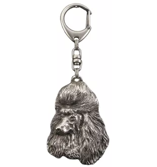 Caniche - Porte-clés argenté avec un chien dans une boîte cadeau, décoration de sac à main, pendentif de sac à dos par la marque Art-Dog