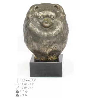 Pomeranian, Pommer, Pommerlo, Zwergspitz - Hundestatue, Büste auf Steinsockel, Skulptur, Trophäe für Hundeausstellung der Marke Art-Dog