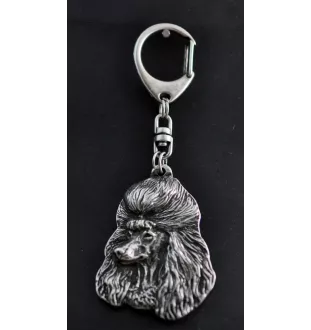 Caniche - Porte-clés argenté avec un chien dans une boîte cadeau, décoration de sac à main, pendentif de sac à dos par la marque Art-Dog