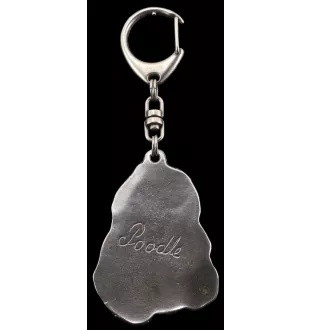 Poodle - Silver-plated key ring with a dog in a gift box, handbag decoration, backpack pendant by Art-Dog brand