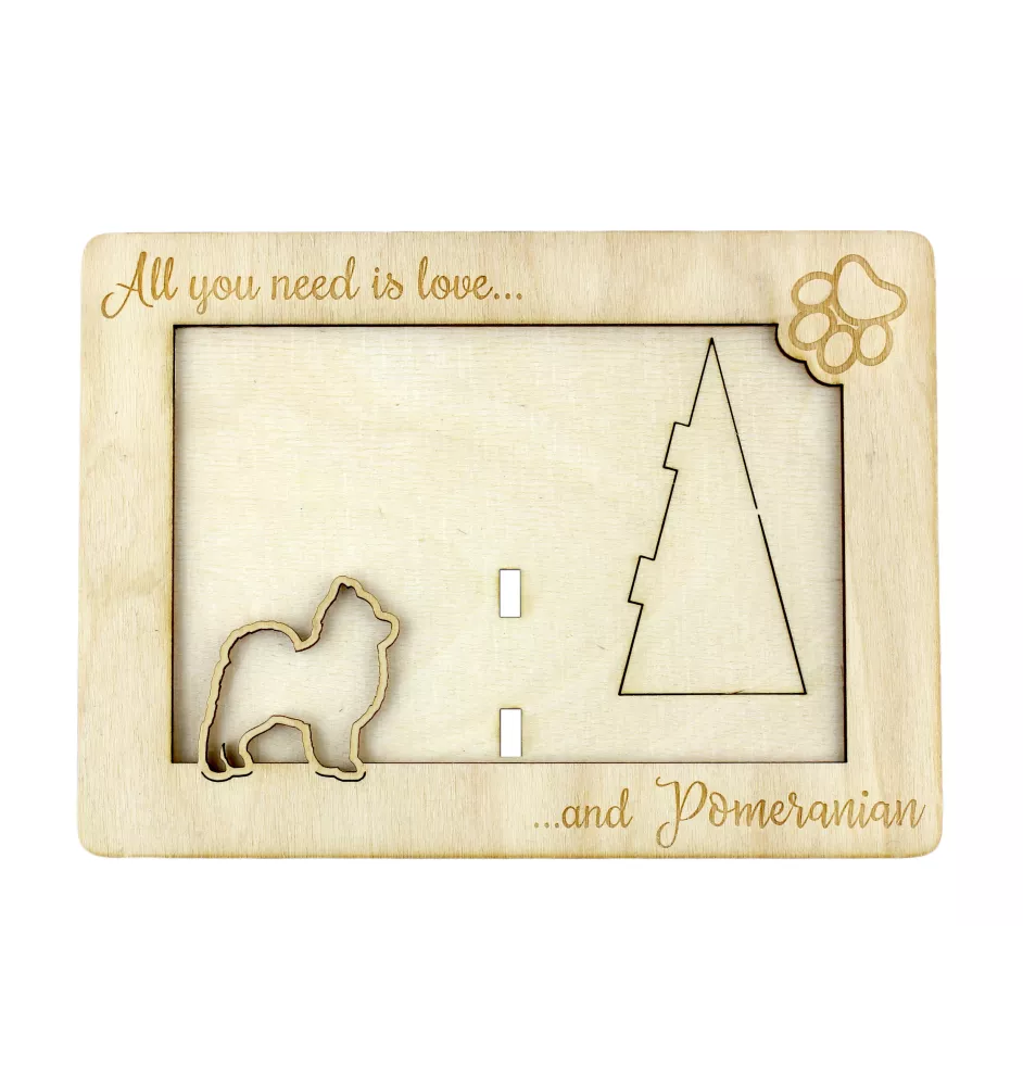 Pomeranian dog, Pom Dog, Dwarf Spitz - Photo frame, engraved wooden frame, a lovely gadget for the dog lover by Art-Dog