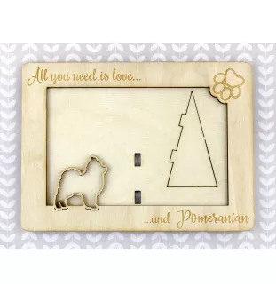 Pomeranian dog, Pom Dog, Dwarf Spitz - Photo frame, engraved wooden frame, a lovely gadget for the dog lover by Art-Dog