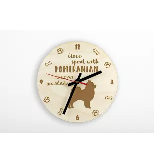 Pomeranian, Pommer, Pommerlo, Zwergspitz - Uhr mit Hund, Holzuhr mit Gravur, personalisierte Uhr von Art-Dog