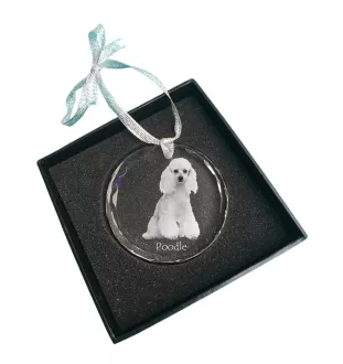 Poodle - crystal bauble with a photo, dog photo in crystal, personalized Christmas tree ornament by Art-Dog brand