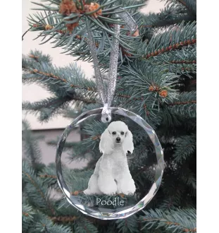 Caniche - boule de Noël en cristal avec une photo, photo de chien dans le cristal, décoration personnalisée pour sapin de Noël de la marque Art-Dog