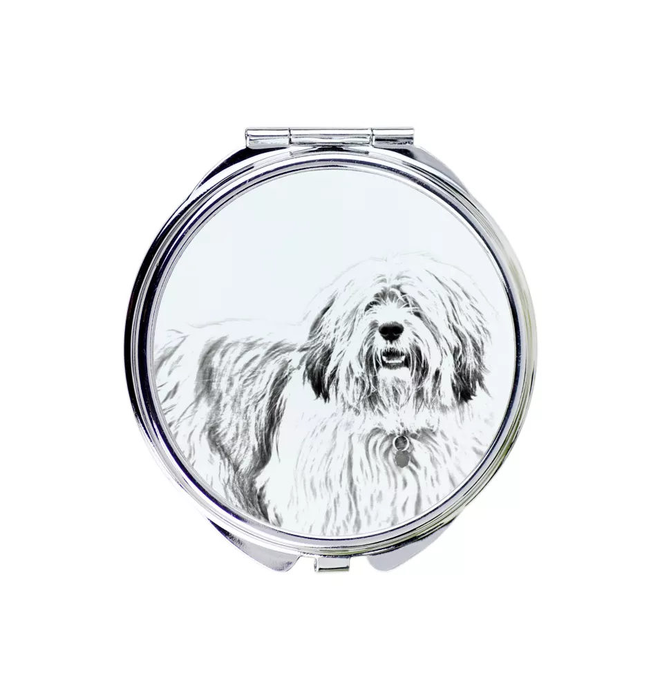 Polish Lowland Sheepdog, PON, Valee Sheepdog - Pocket mirror with a dog, personalized mirror for a purse, compact mirror with Art-Dog brand print.