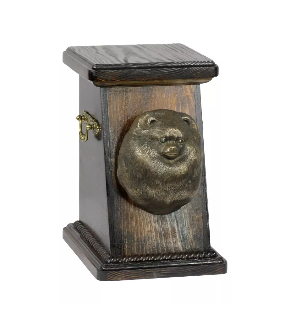 Poméranien, loulou de Poméranie, spitz nain - urne pour les cendres d'un chien, une urne élégante avec une statuette, une urne commémorative avec un buste de chien de la marque Art-Dog