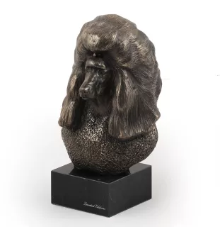 Caniche - Statue de chien, buste sur socle en pierre, sculpture, trophée pour exposition canine par la marque Art-Dog
