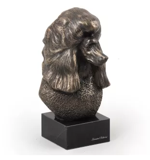 Caniche - Statue de chien, buste sur socle en pierre, sculpture, trophée pour exposition canine par la marque Art-Dog