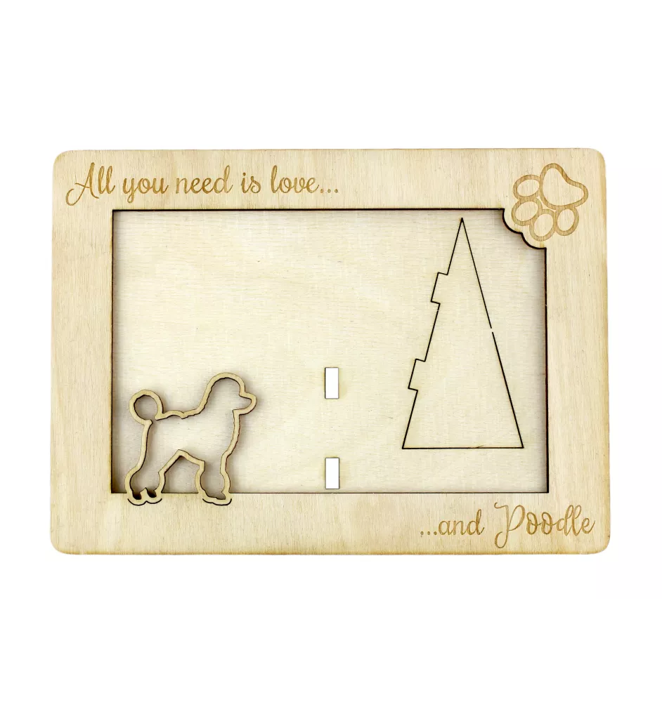 Poodle - Photo frame, engraved wooden frame, a lovely gadget for the dog lover by Art-Dog