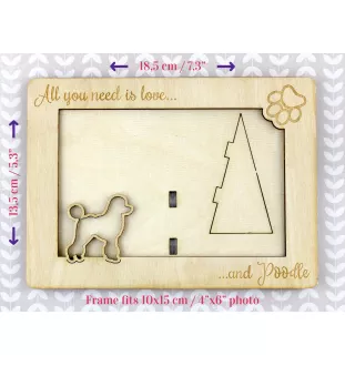 Pudel - Fotorahmen, gravierter Holzrahmen, ein schönes Gadget für den Hundeliebhaber von Art-Dog