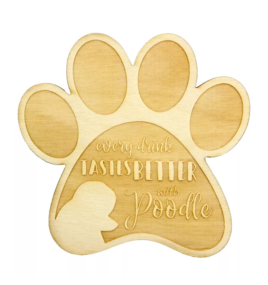 Poodle - Mug coaster, engraved coaster with dog, gift for dog lover by Art-Dog brand