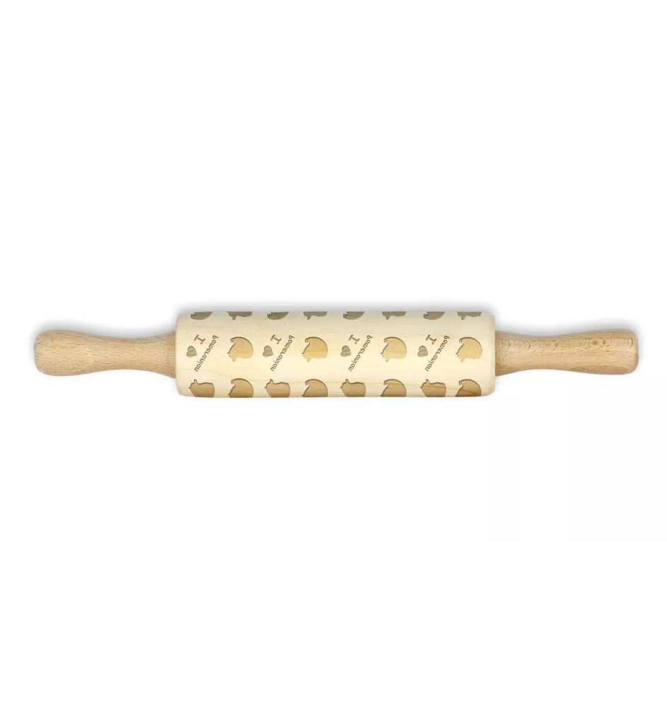 Pomeranian, Pommer, Pommerlo, Zwergspitz - kleiner Nudelholz mit Hundemuster, Nudelholz für Kinder, Verzierung von Keramikton von Art-Dog.