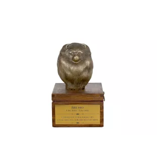 Poméranien, loulou de Poméranie, spitz nain - urne pour les cendres du chien avec une statuette, petite urne pour chien, urne personnalisée avec le buste du chien de la marque Art-Dog
