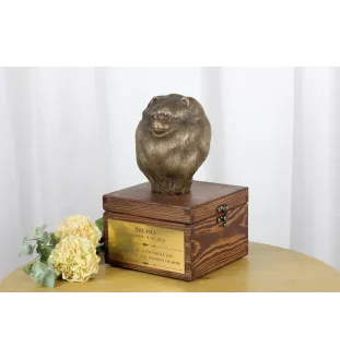 Poméranien, loulou de Poméranie, spitz nain - urne pour les cendres du chien avec une statuette, petite urne pour chien, urne personnalisée avec le buste du chien de la marque Art-Dog