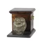 Pomeranian, Pommer, Pommerlo, Zwergspitz - Eine Urne für die Asche eines Hundes mit einer Statuette, eine elegante Urne für einen Hund, eine außergewöhnliche Urne mit dem Porträt eines Hundes von der
