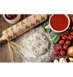 Pomeranian dog, Pom Dog, Dwarf Spitz - rolling pin for dough with a dog, patterned rolling pin for ceramics, a gift for a cook from the Art-Dog brand