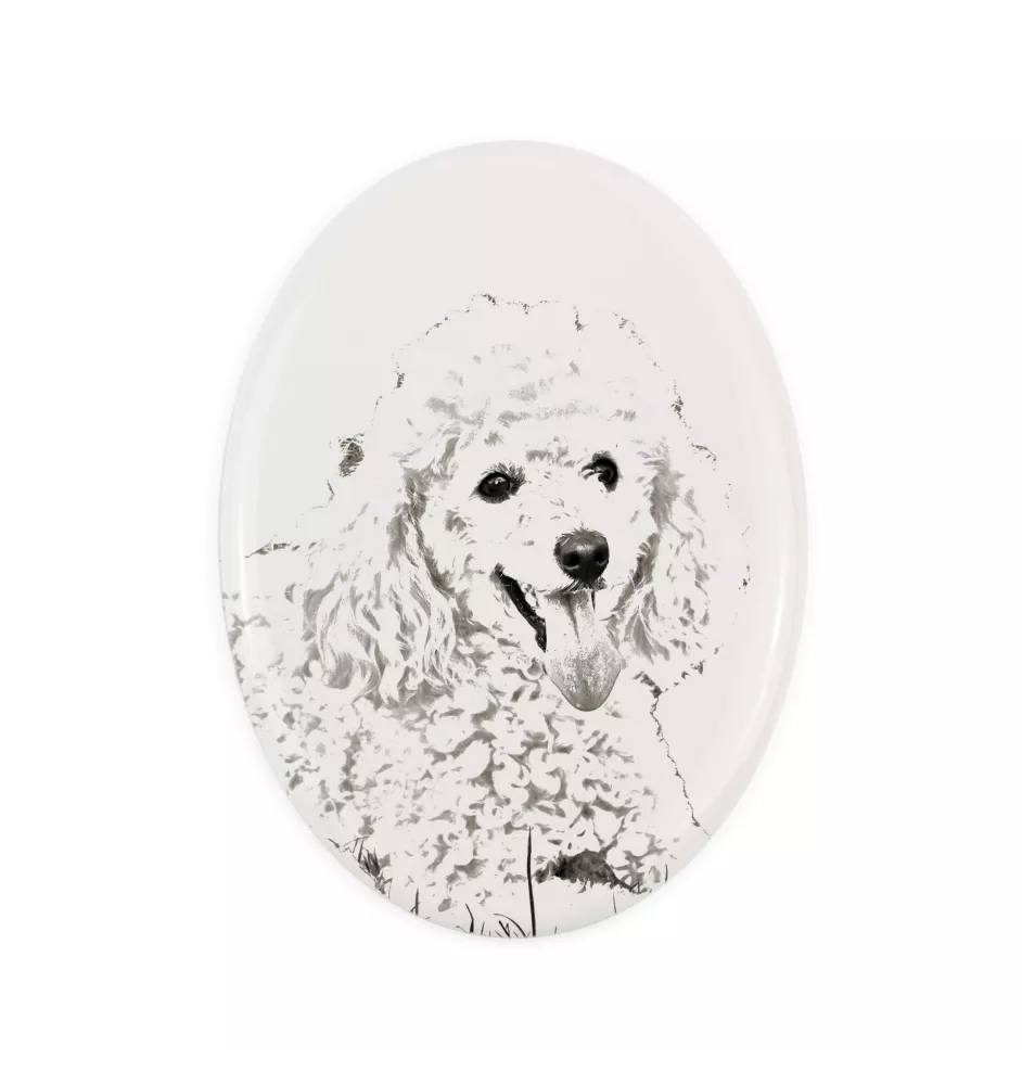 Caniche - une plaque commémorative avec une photo de chien, une plaque funéraire avec une impression, une plaque ovale personnalisée de la marque Art-Dog