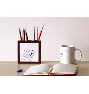 Poodle - pen holder with a dog, desk organizer with a print, personalized desk decoration from the Art-Dog brand.