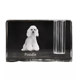 Pudel - Stifthalter, Kristallorganizer mit Hundefoto, einzigartige Schreibtischdekoration der Marke Art-Dog