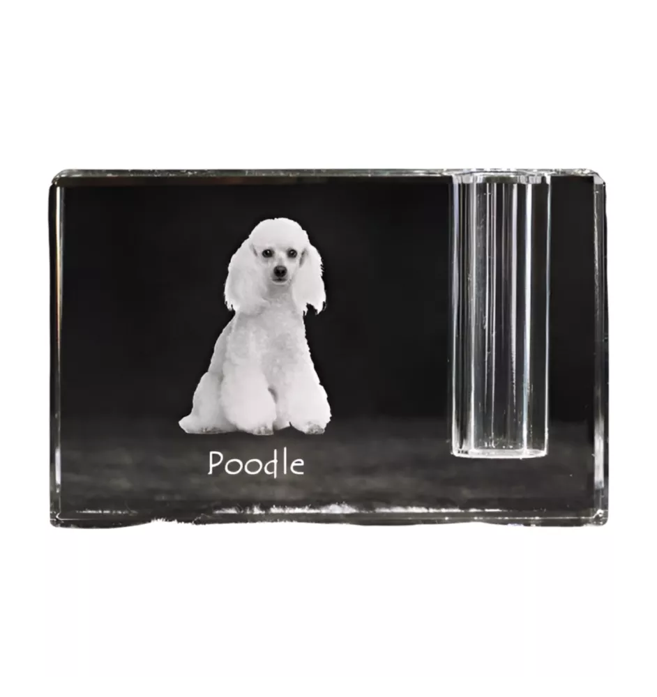 Caniche - Porte-stylos, organiseur en cristal avec photo de chien, décoration de bureau unique par la marque Art-Dog