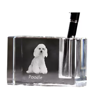 Poodle - Pen stand, crystal organiser with dog photo, unique desk decoration by Art-Dog brand