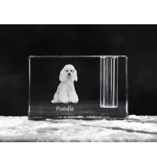 Pudel - Stifthalter, Kristallorganizer mit Hundefoto, einzigartige Schreibtischdekoration der Marke Art-Dog