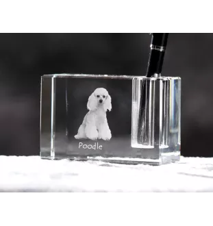 Caniche - Porte-stylos, organiseur en cristal avec photo de chien, décoration de bureau unique par la marque Art-Dog