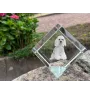 Caniche - un cube de cristal avec une photo, une photo de cheval dans le cristal, un presse-papiers cubique de la marque Art-Dog