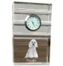 Poodle - glass clock with a photo, photo of a dog in crystal, personalized standing office clock by Art-Dog brand