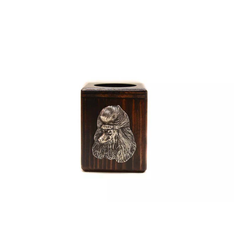 Caniche - bougeoir en bois avec un chien, un souvenir unique après la perte d'un chien, une œuvre artisanale de la marque Art-Dog