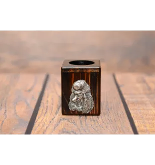 Caniche - bougeoir en bois avec un chien, un souvenir unique après la perte d'un chien, une œuvre artisanale de la marque Art-Dog