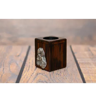 Caniche - bougeoir en bois avec un chien, un souvenir unique après la perte d'un chien, une œuvre artisanale de la marque Art-Dog