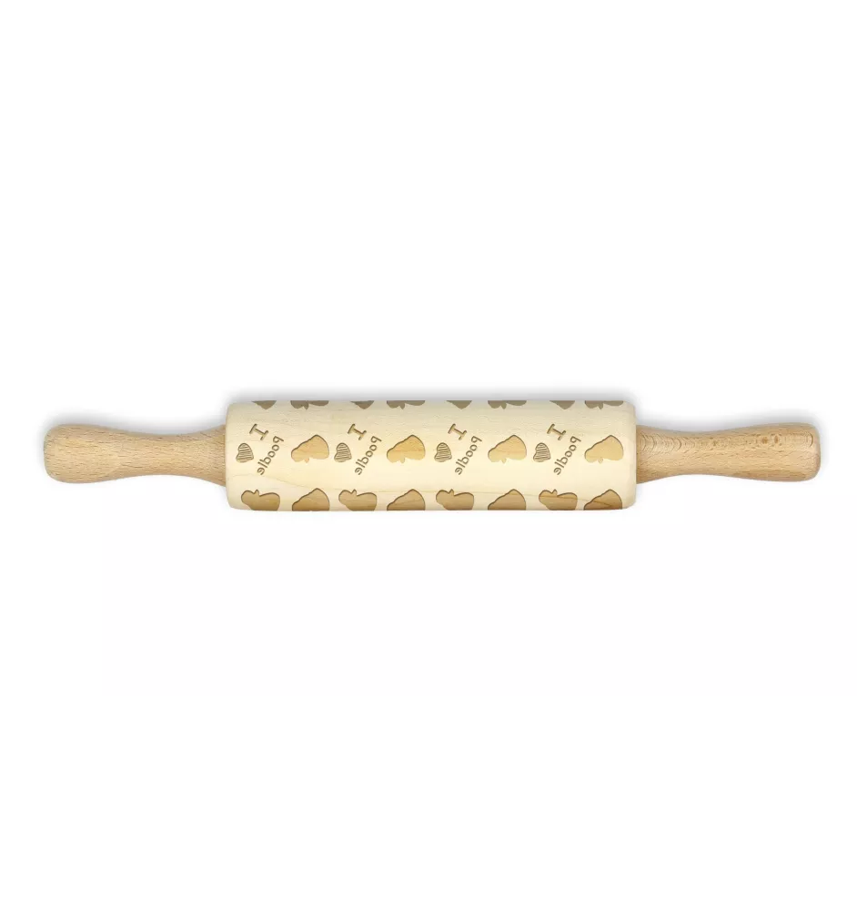 Poodle - small rolling pin with a dog pattern, a rolling pin for children's dough, decorating ceramic clay by Art-Dog brand
