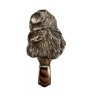 Pudel - Brosche mit Clip, Startnummernhalter, versilberte Anstecknadel für Hundeausstellungen der Marke Art-Dog
