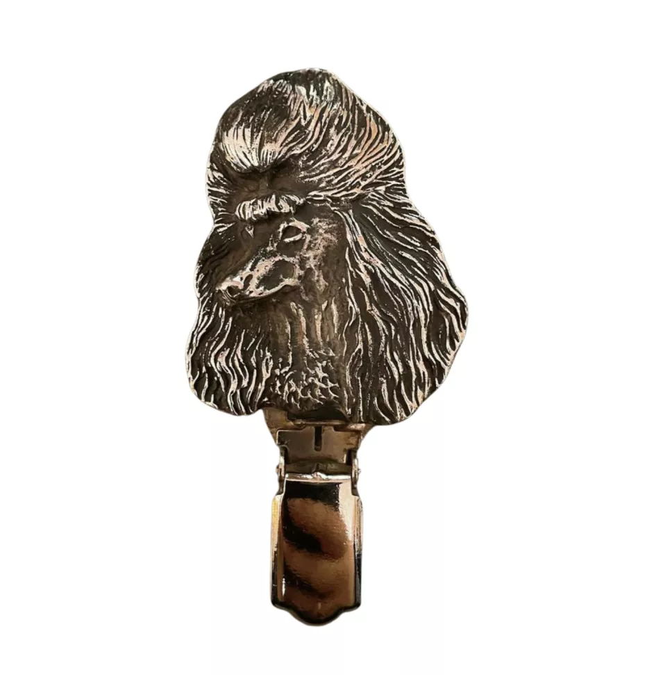 Pudel - Brosche mit Clip, Startnummernhalter, versilberte Anstecknadel für Hundeausstellungen der Marke Art-Dog