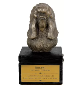 Pudel - eine Urne mit Gravur und Hundeskulptur, letzter Abschied, handgefertigtes Produkt der Marke Art-Dog