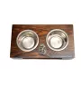 Poodle - wooden stand with bowls for a dog, steel dog bowls, a gift for adopting a dog from the Art-Dog brand