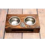 Poodle - wooden stand with bowls for a dog, steel dog bowls, a gift for adopting a dog from the Art-Dog brand