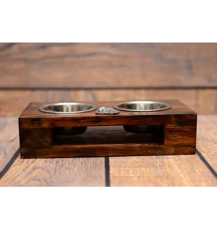 Pudel - Holzständer mit Näpfen für Hunde, Edelstahlnäpfe, Geschenk zur Adoption eines Hundes von der Marke Art-Dog