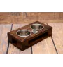 Poodle - wooden stand with bowls for a dog, steel dog bowls, a gift for adopting a dog from the Art-Dog brand