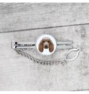 Pudel - geometrische Krawattennadel mit Bild und Schriftzug von Art-Dog