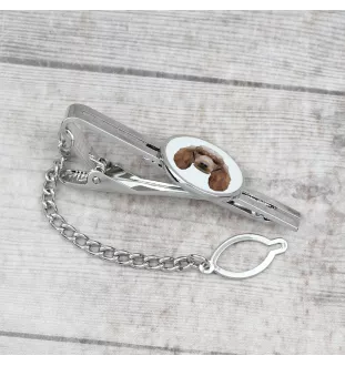Poodle - geometric tie clip with a picture and inscription from Art-Dog