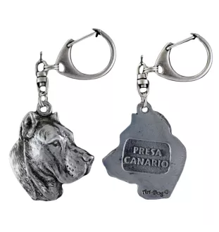Presa Canario, Dogue des Canaries, Dogo canario - Porte-clés argenté avec chien, décoration de sac à main, pendentif de sac à dos par la marque Art-Dog