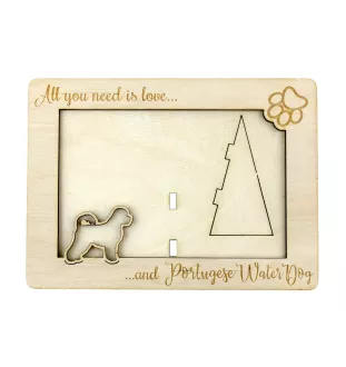 Chien d'eau portugais - Cadre photo, cadre en bois gravé, un joli gadget pour l'amoureux des chiens par Art-Dog