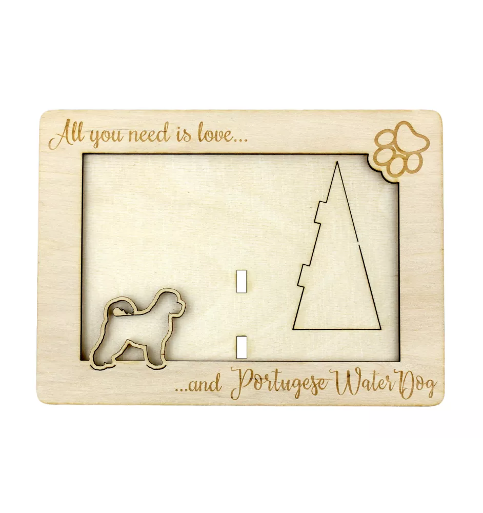 Chien d'eau portugais - Cadre photo, cadre en bois gravé, un joli gadget pour l'amoureux des chiens par Art-Dog