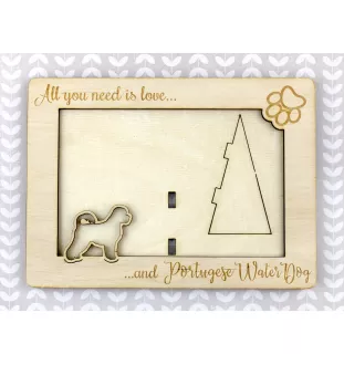 Chien d'eau portugais - Cadre photo, cadre en bois gravé, un joli gadget pour l'amoureux des chiens par Art-Dog